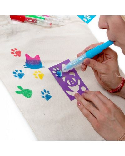 Kidea Animale Kidea Animals Textile Spray Markers - Cu șabloane, 5 bucăți - 4