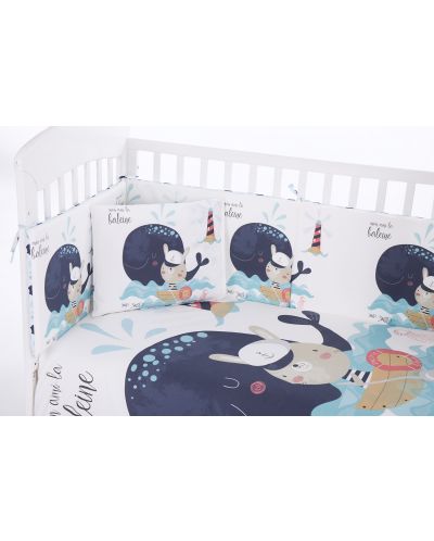 Set 6 piese lenjerie pentru patut bebe Kikka Boo Happy Sailor - 70 x 140 cm - 2