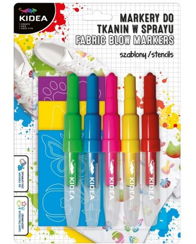 Kidea Animale Kidea Animals Textile Spray Markers - Cu șabloane, 5 bucăți - 1