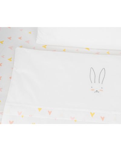 Set lenjerie de pat pentru mini tarc KikkaBoo - Rabbits in Love, 5 piese - 2