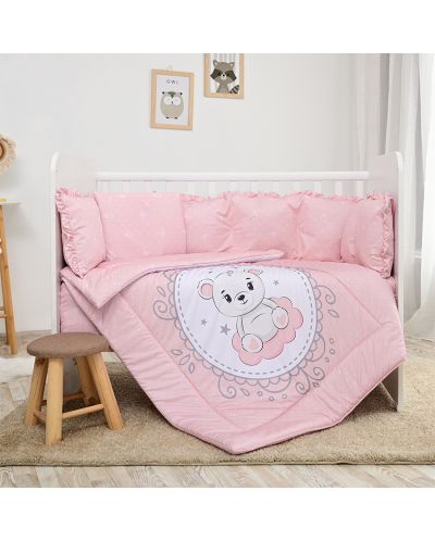 Set lenjerie de pat pentru copii Lorelli - Crin, urs, roz - 1