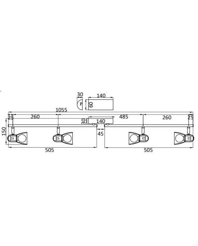 Șină spoturi Omnia - Dacar, IP20, Е14, 4 x 40W, maro antic - 3