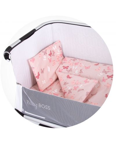 Set de lenjerie de pat pentru mini cărucior Chipolino - Fluturi, roz - 2