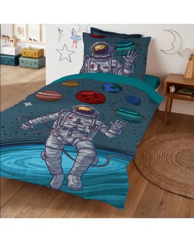 Dormitor set 3 piese PNG - Imprimeu cosmonaut, 100% raion - 1