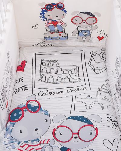 Set 2 piese lenjerie de pat pentru patut bebe Kikka Boo Love Rome - EU style, 60 x 120 cm - 4