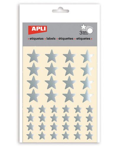 Set stickere APLI - Stele argintii, stralucitoare, 3 file - 1