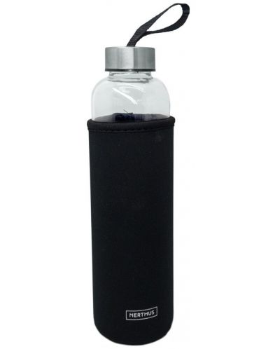 Sticlă de sticlă Nerthus - Negru, protecție din neopren, 600 ml - 1