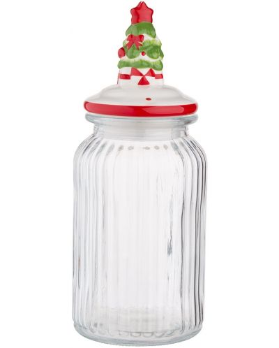 Borcan de sticlă cu capac ceramic ADS - Pom de Crăciun, 1,25 l - 1