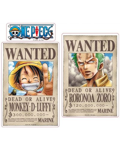 Autocolante ABYstyle Animation: One Piece - Luffy & Zoro Wanted Posters - 1