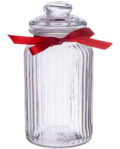 Borcan de sticlă cu panglică roșie ADS - 1,25 l - 1