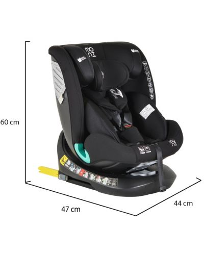 Scaun de masă pentru copii Moni - Serengeti, IsoFix, I-Size, 40-150 cm, negru - 11