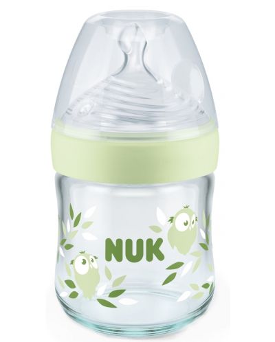 Biberon din sticlă NUK Nature Sense - Controlul temperaturii, mai moale, 120 ml, verde - 1
