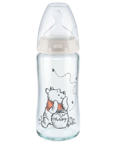 Sticla de sticla NUK First Choice - Temperature Control, 0-6 luni, 240 ml, Winnie the Pooh - 1