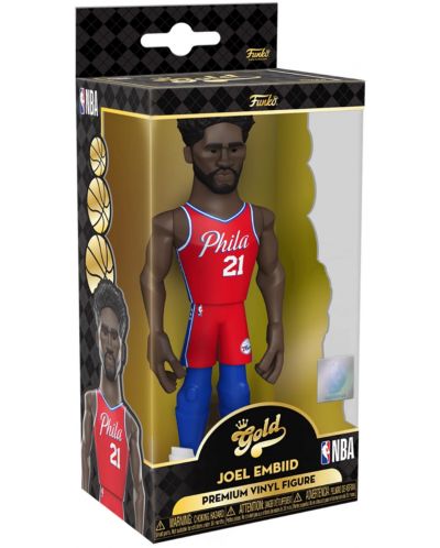 Statuetă Funko Gold Sports: Basketball - Joel Embiid (Philadelphia 76ers) (Ce'21), 13 cm - 3
