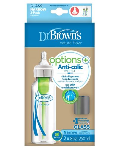 Dr. Brown's Natural Flow Options+ Sticluțe de sticlă înguste, 2 bucăți, 250 ml - 2