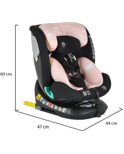 Scaun de masă pentru copii  Moni - Serengeti, IsoFix, I-Size, 40-150 cm, roz - 11