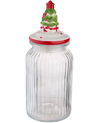 Borcan de sticlă cu capac ceramic ADS - Pom de Crăciun, 1,25 l - 2