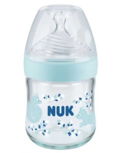 Biberon din sticla NUK Nature Sense - Temperature control, Softer, 120 ml, albastru - 1