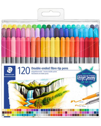Carioci colorate cu doua varfuri Staedtler Design Journey - 120 de culori - 1