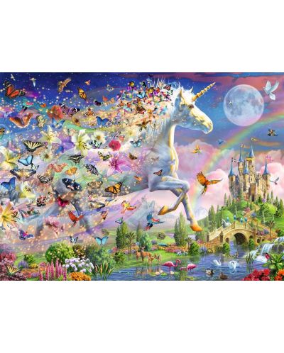 Puzzle luminos Ravensburger din 200 XXL de piese - Fluturi și unicorn - 2