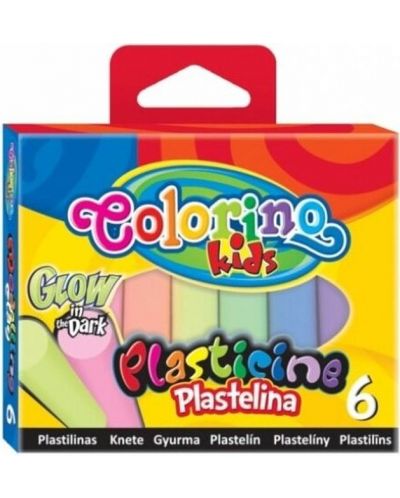 Plastilina care lumineaza Colorino Kids - Glow in the Dark, 6 culori - 1