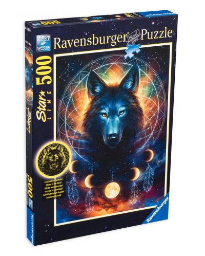 Puzzle luminos Ravensburger din 500 de piese - Privire de lup - 1