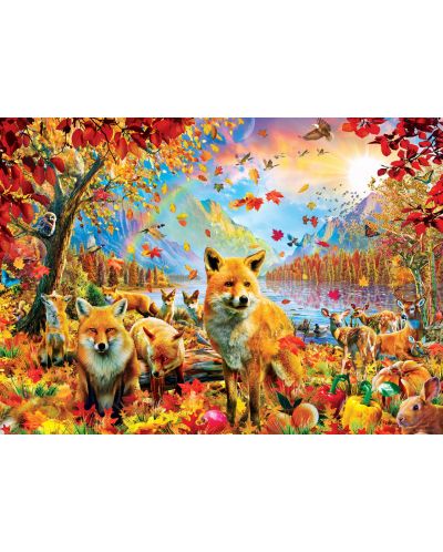 Puzzle-ghicitoare strălucitoare Master Pieces din 500 de piese - Vulpi în pădure - 2