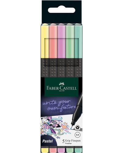 Fineliner Faber-Castell Grip - 0,4 mm, pastel, 5 culori - 1