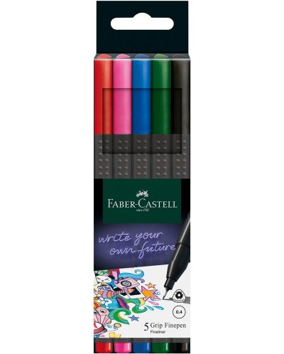 Fineliner Faber-Castell Grip - 0.4 mm, 5 culori - 1