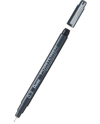 Fineliner Pentel Pointliner - 0.3 mm, negru - 1
