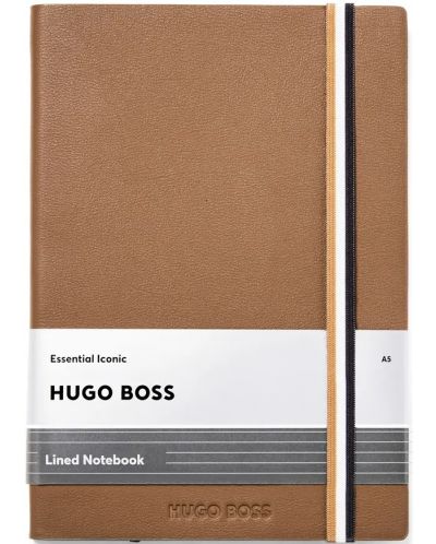 Caiet Hugo Boss Iconic - A5, cu linii, maro - 1
