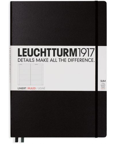 Agenda Leuchtturm1917 Master Slim - A4+, pagini liniate, Black - 1