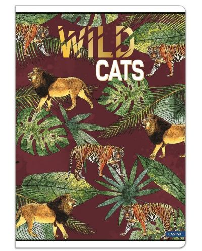 Caiet de notite Lastva Wild Cats - A4, 52 de coli, randuri late, cu 2 margini, asortiment - 2