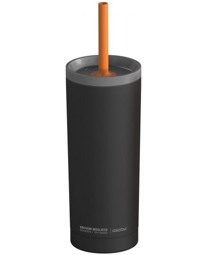 Asobu Super Sippy Thermal Cup cu pai de silicon - negru, 600 ml - 1