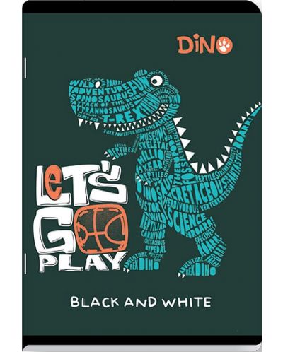 Caiet Black&White - Dinozauri și monștri, A5, 24 de coli, pătrățele mari, sortiment - 5