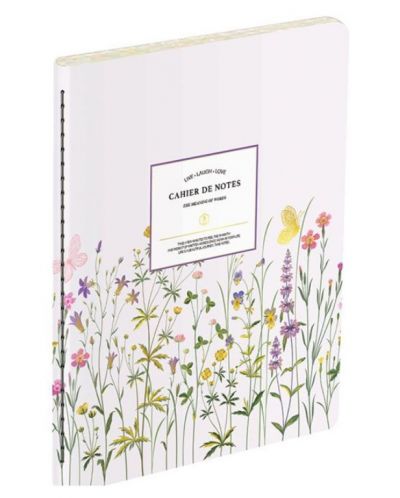 Caiet Victoria's Journals Florals - mov deschis, copertă laminată, liniate, 48 de foi, format B5 - 1