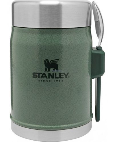 Borcan termic pentru mancare cu lingurita Stanley - The Legendary, Hammertone Green, 0.4 l - 1