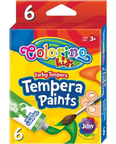 Vopsele tempera Colorino Kids - 6 culori, in tuburi - 1