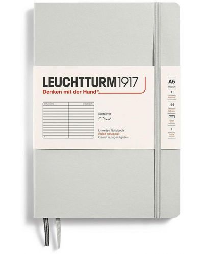 Notebook-ul Leuchtturm1917 Natural Colors - A5, gri, liniat, coperte moi - 1