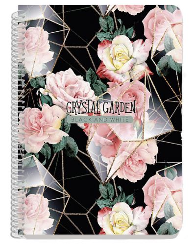 Caiet Black&White Crystal Garden - A4, 80 foi, sortiment - 3