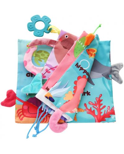 Carte textila Kikka Boo - Ocean Animals, cu inel gingival - 2