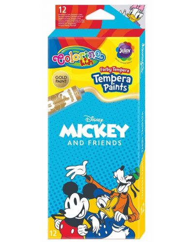 Colorino Disney Mickey and Friends Vopsele tempera 12 culori in tuburi 12 ml - 1