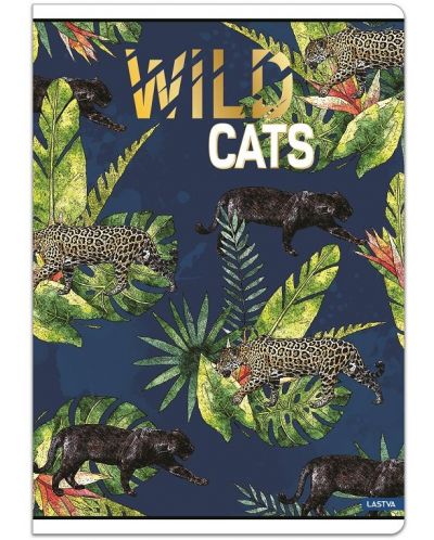 Caiet de notite Lastva Wild Cats - A4, 52 de coli, randuri late, cu 2 margini, asortiment - 4