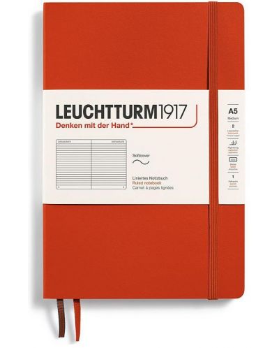 Notebook-ul Leuchtturm1917 Natural Colors - A5, roșu, liniat, coperte moi - 1