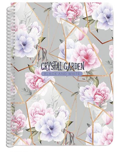 Caiet Black&White Crystal Garden - A4, 80 foi, sortiment - 4