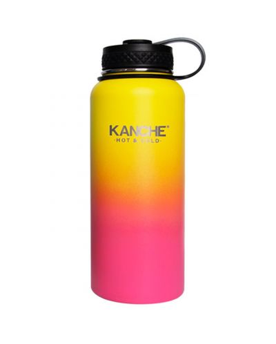 Termos Kanche - Fa, sport cu mine, galben si roz, 960 ml. - 1