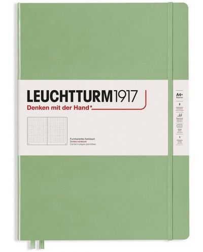 Caiet Leuchtturm1917 Master Slim - A4+, pagini cu puncte, verde deschis - 1