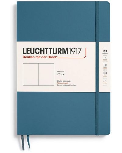 Caiet Leuchtturm1917 Composition - B5, albastru, pagini albe, copertă moale - 1