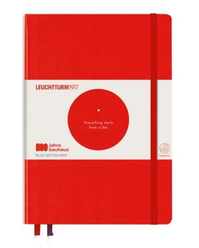 Caiet agenda Leuchtturm1917 Bauhaus 100 - А5, rosu, linii punctate - 1