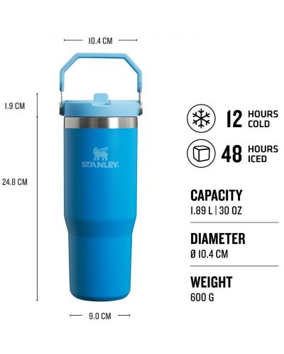 Cană termică Stanley The IceFlow - Flip Straw, Azure, 890 ml